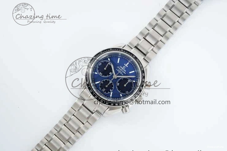 1222 UrbanChic Speedmaster Racing Master SS HKF Best Edition Blue Black Dial on SS Bracelet A 7808